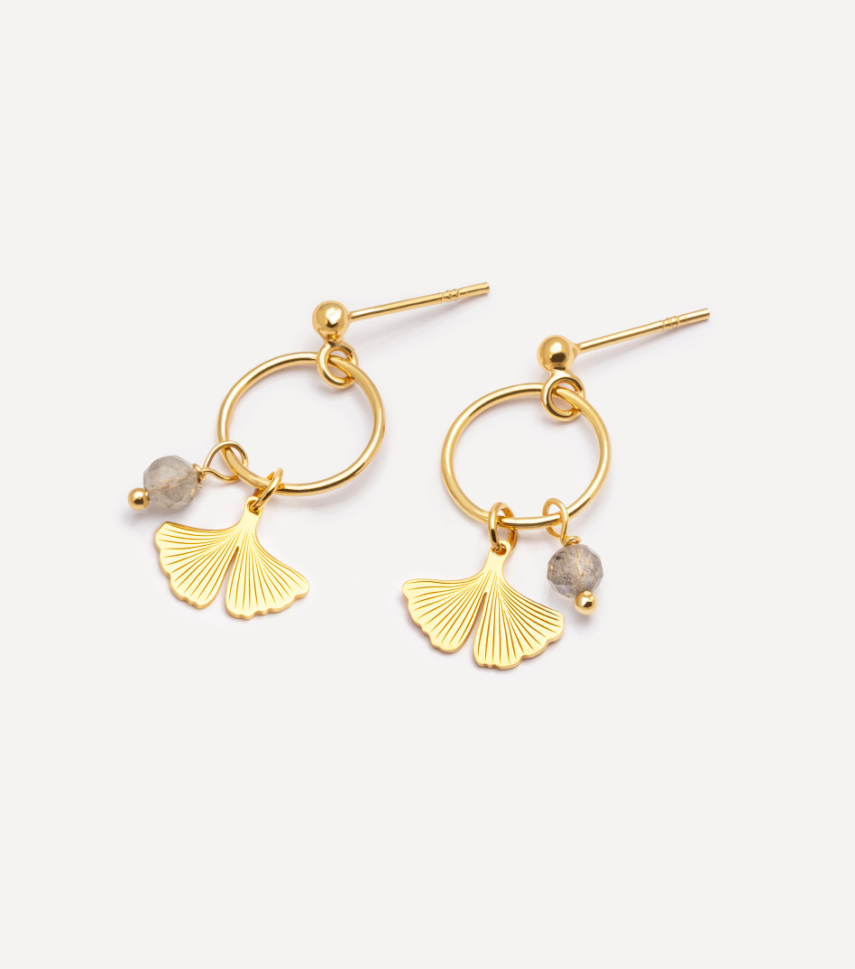Kolczyki z miłorzębem i labradorytem