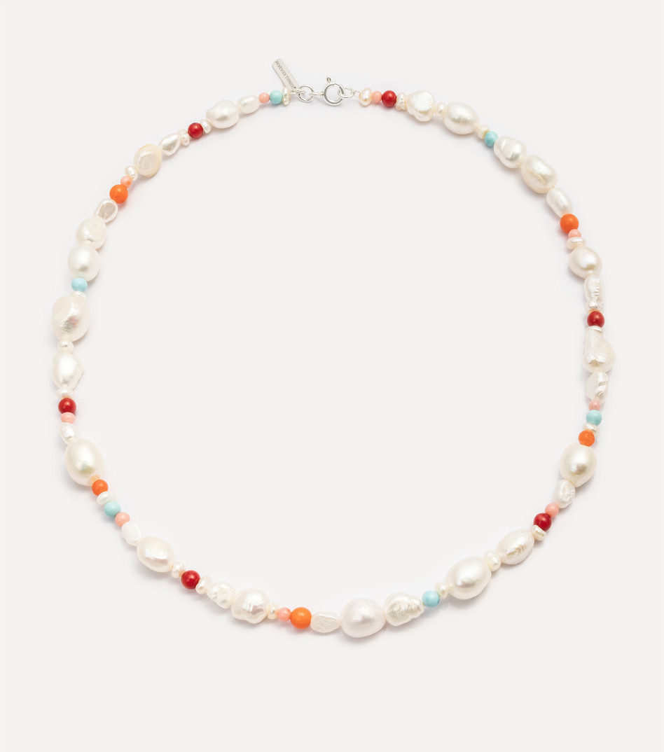 Srebrny choker z perłami