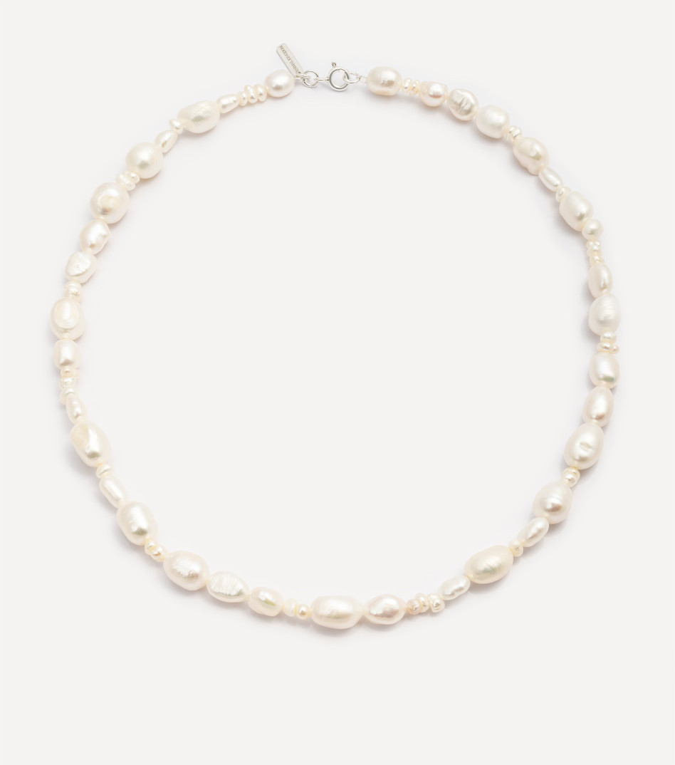 Srebrny choker z perłami