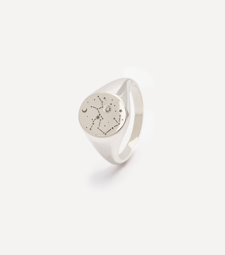 Sygnet srebrny z konstelacją zodiaku